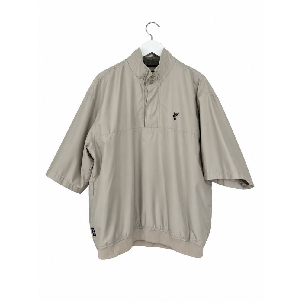 Ashworth Weather Systems Mens L Beige Short Sleeve Golf Windbreaker Pullover